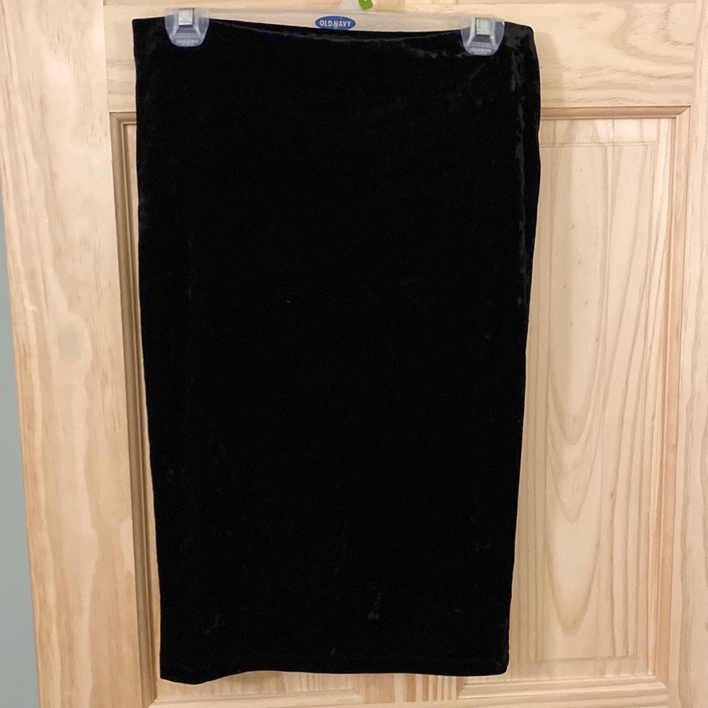 Simple black velour type skirt.  Slimming and comfortable